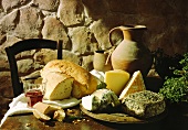 Still Life with Corsican Cheese; Bread