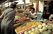 Customer/Vendor at Fruit Stalls in France