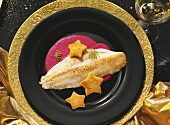 Pike-perch fillet on beetroot whip