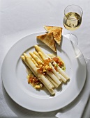 White asparagus with egg vinaigrette