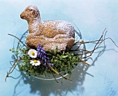 Easter lamb in Easter nest