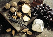 Assorted Cheese with Grapes and Walnuts
