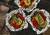 Marinated Vegetables cooked in Aluminum Foil
