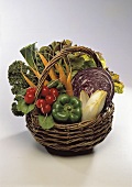 Basket with Assorted Fresh Vegetables