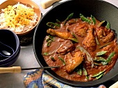 Kreolisches Hähnchen mit Curryreis