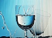 Sparkling Mineral Water Amidst a Sheet of Water