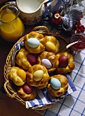 Yeast Pastry with colorful Easter Eggs