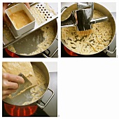 Making spaetzle (home-made noodles)