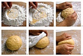 Making and kneading pasta dough