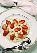 Pistachio Sabayon with Strawberries
