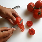 Making tomato roses
