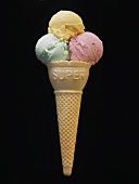 Ice Cream Cone with Three Flavors
