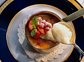 Creme Brulee with Vanilla Sauce and Berries