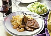 Braised Beef with Endive Salad & Pasta