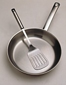 A Frying Pan with a Spatula