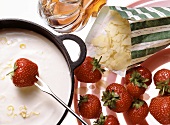 Marzipan Fondue with fresh Strawberries