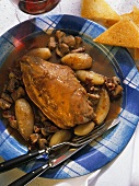 Coq au vin with Shallots, Bacon & Mushrooms