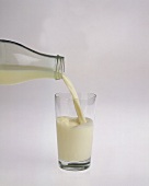 Pouring Milk from Bottle to Glass