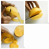 Peeling mango