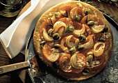 Pizza with Tomato and Onions; Olives