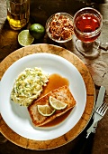 Salmon Fillet in Red Wine Sauce with mashed Potatoes
