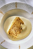 Christmas Stollen Pudding on Wine Mousse