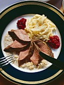 Saddle of Venison with Spaetzles & Cranberries