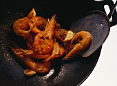 Sauteed Seasoned Shrimp in a Wok