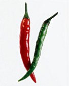 One red and one green chili pepper
