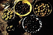 Assorted Olives in Bowls