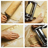 Shaping pasta dough and cutting ribbon pasta