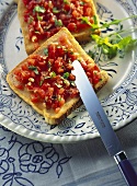 Bruschetta (toasted bread with tomatoes, Italy)