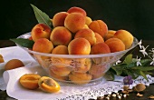 Apricots in a glass bowl