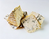 Wedges of Blue Cheese on Aluminium Wrapper