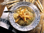 Home-made potato noodles on sauerkraut