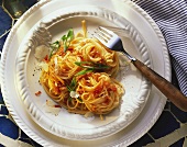Spaghetti al Marsala (spaghetti with Marsala sauce, Italy)