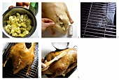 Preparing roast goose with apple & herb stuffing - final image 092132
