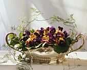 Flower Centerpiece with Pansies and Violets