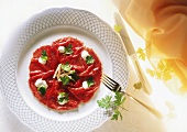 Beef carpaccio with Cream and Parsley