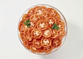 Sliced Tomatoes on a Plate with Parsley
