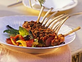 Agnello in crosta (saddle of lamb with a tomato and olive crust)