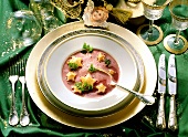 Red Beet-Ginger Soup with Puff Pastry Stars; Christmas