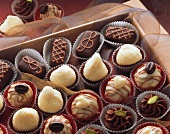 Assorted chocolates in chocolate box to give as a gift