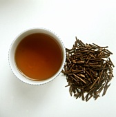 A Bowl of Japanese Tea with Loose Tea