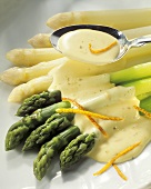 Green & white asparagus with Maltese sauce 