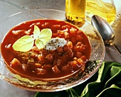 Tomato Soup with Basil and Sour Cream