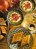 Almond rice pudding (Muhallabiye) & semolina cakes (Basbusa)