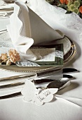 Elegant Place Setting For a Wedding; Place Cards
