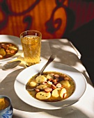 A Bowl of Potato and Frankfurter Soup