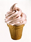 Soft Serve Strawberry Ice Cream in Cone